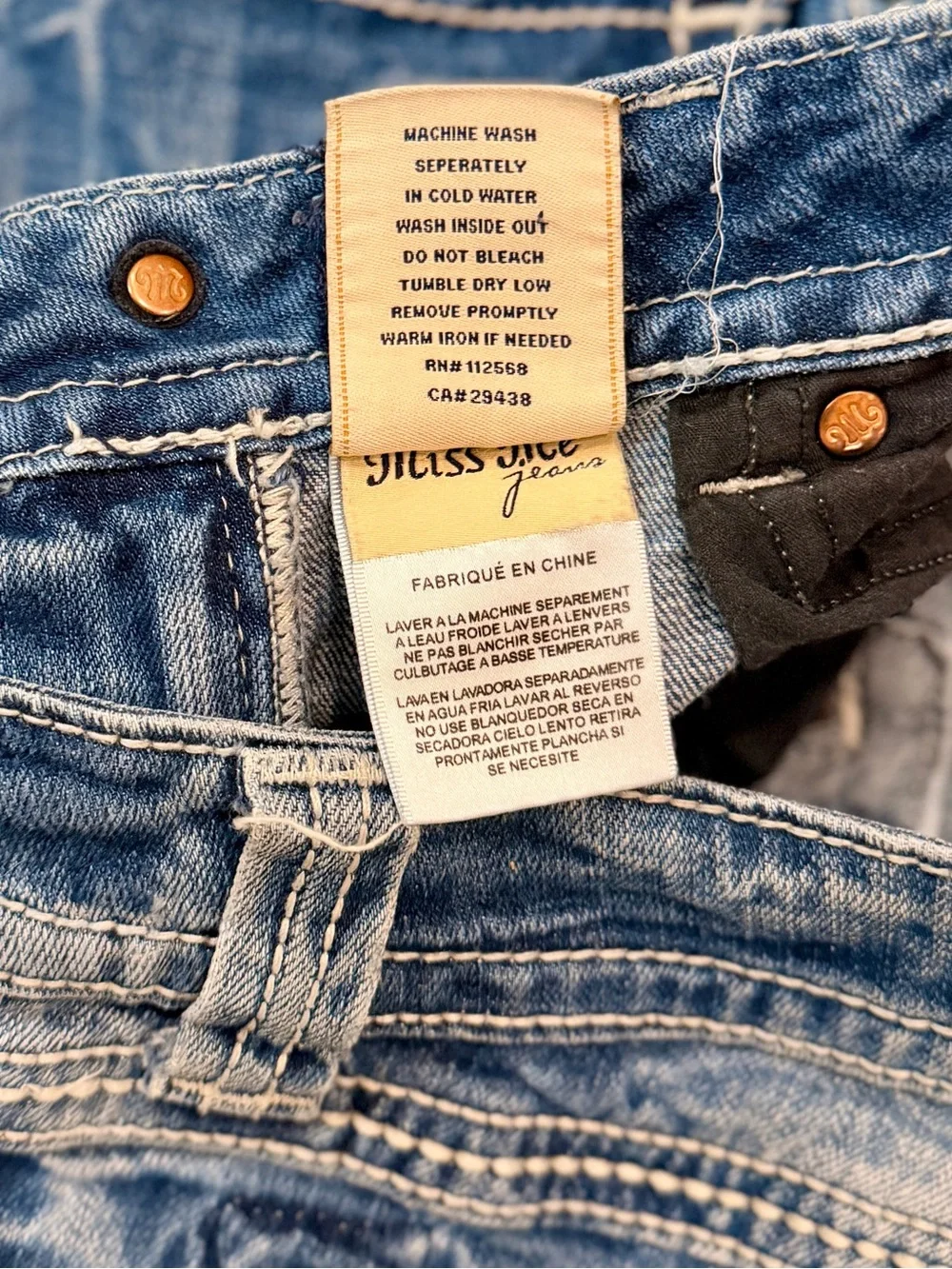 Miss Me Buckle Jeans Sz 29 Fleur de Lis Jeweled Straight Leg Medium Wash